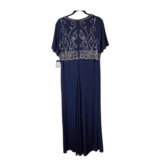 Marina Women's Embellished Maxi Formal Evening Dress Gown Navy Size 16 - Picture 2 of 6